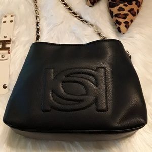 BEBE Black Leather Mini Logo Bag